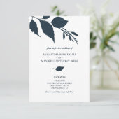 Blauwe trouw uitnodiging met QR-code (Staand voorkant)