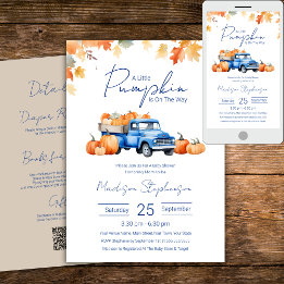Blauwe Truck & Kleine Pompoen op Weg QR Code Kaart