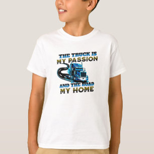 Blauwe Truck Snelheid Weg Passie Thuis Bestuurder T-shirt