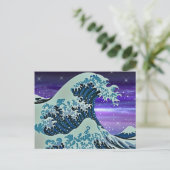 Blauwe tsunami-golf Japanse tekening Briefkaart (Staand voorkant)