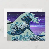 Blauwe tsunami-golf Japanse tekening Briefkaart (Voorkant / Achterkant)