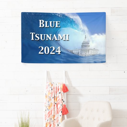 Blauwe Tsunami Verkiezing 2024 Spandoek (Insitu)