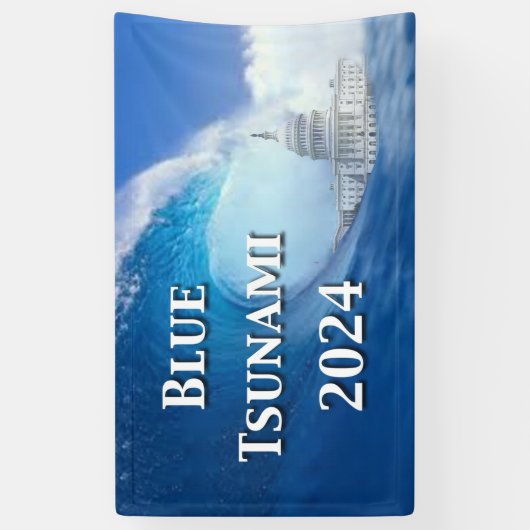 Blauwe Tsunami Verkiezing 2024 Spandoek (Verticaal)