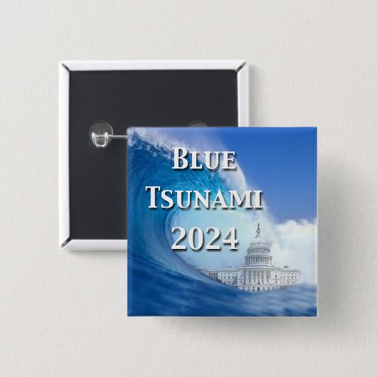 Blauwe Tsunami Verkiezing 2024 Vierkante Button 5,1 Cm (Voorkant /achterkant)