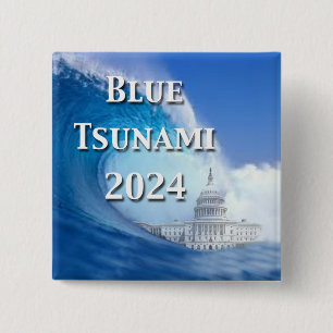 Blauwe Tsunami Verkiezing 2024 Vierkante Button 5,1 Cm