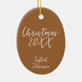 Blauwe Tufted Titmouse Vogelschildering Jaar Kerst Keramisch Ornament (Achterkant)