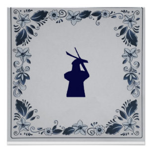 Blauwe tuimelmolen "de Roos" van Delft Perfect Poster