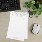 Blauwe Tuin Bloemen Monogram Papier Papier