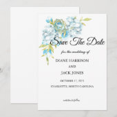Blauwe Tuin Bloemen Save The Date Kaart (Voorkant / Achterkant)