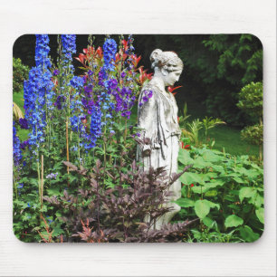 Blauwe tuin- en plantsoenen van delfinium muismat