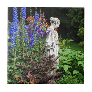 Blauwe tuin- en plantsoenen van delfinium tegeltje