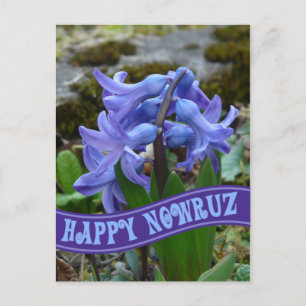 Blauwe Tuinhyacinth Iraans Nieuwjaar Nowrooz Feestdagenkaart