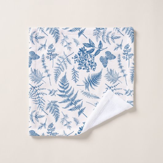 Blauwe tuinvlinder en Floral Garden Pattern Bad Handdoek (Wasdoekje)