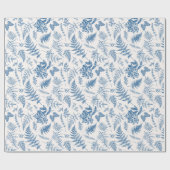 Blauwe tuinvlinder en Floral Garden Pattern Cadeaupapier (Vlak)