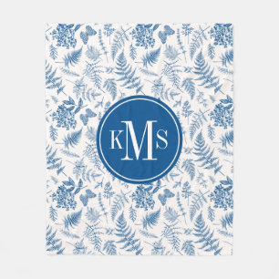 Blauwe tuinvlinder en Floral Garden Pattern Fleece Deken
