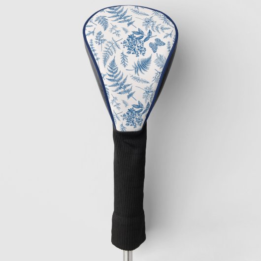 Blauwe tuinvlinder en Floral Garden Pattern Golfheadcover (Voorkant)