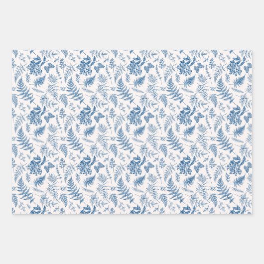 Blauwe tuinvlinder en Floral Garden Pattern Inpakpapier Vel (Voorkant 2)