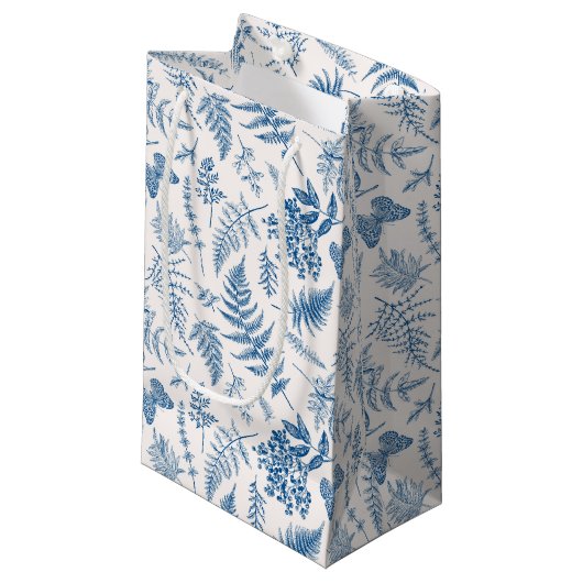 Blauwe tuinvlinder en Floral Garden Pattern Klein Cadeauzakje (Voorkant Gekanteld)