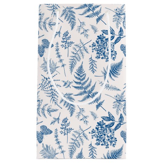 Blauwe tuinvlinder en Floral Garden Pattern Klein Cadeauzakje (Voorkant)