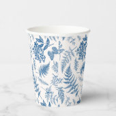 Blauwe tuinvlinder en Floral Garden Pattern Papieren Bekers (Rechts)