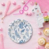 Blauwe tuinvlinder en Floral Garden Pattern Papieren Bordje (Feest)