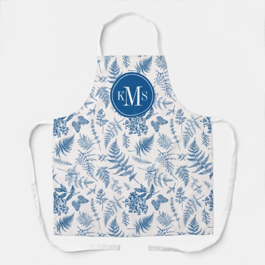 Blauwe tuinvlinder en Floral Garden Pattern Schort (Voorkant)