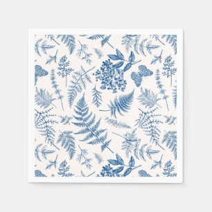 Blauwe tuinvlinder en Floral Garden Pattern Servet