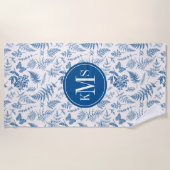 Blauwe tuinvlinder en Floral Garden Pattern Strandlaken (Voorkant)