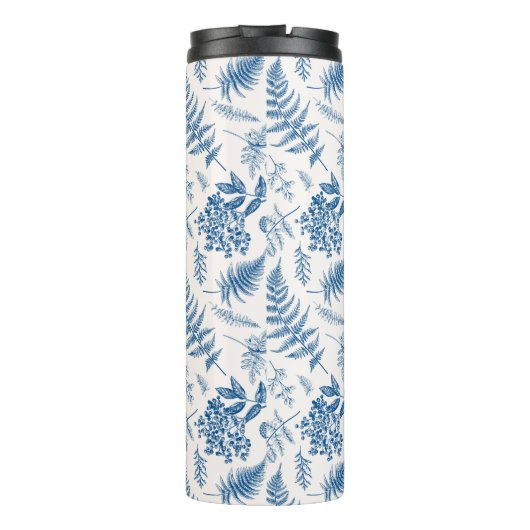 Blauwe tuinvlinder en Floral Garden Pattern Thermosbeker (Achterkant)