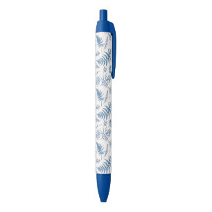 Blauwe tuinvlinder en Floral Garden Pattern Zwarte Inkt Pen