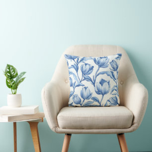 Blauwe Tulp bloemmotief Kussen
