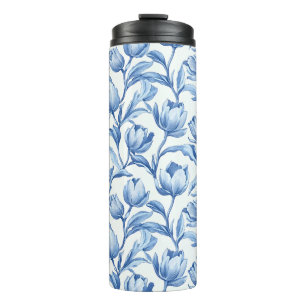 Blauwe Tulp bloemmotief Thermosbeker