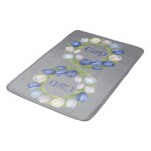Blauwe Tulp Monogram Badmat Bloemig Elegant (Gekanteld)