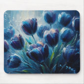 Blauwe Tulpen Impressionisme Stijl Olieverfschilde Muismat (Voorkant)