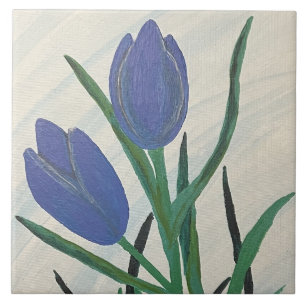 Blauwe tulpen tegeltje