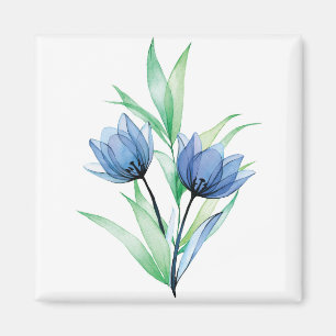 Blauwe tulpenbloem magneet