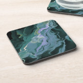 Blauwe turbulentie Acrylpour Abstracte Art Drankjes Onderzetter (Linkerzijde)