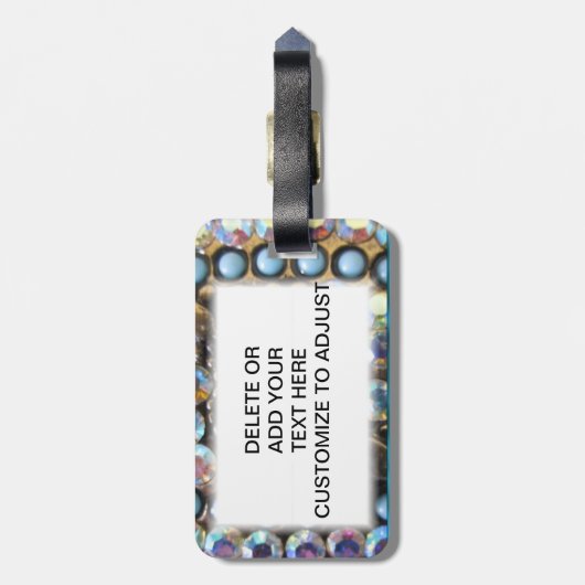 Blauwe turkooi bagagelabel (Achterkant verticaal)