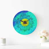 Blauwe turkooizen sterrenstelsel mandala en zonneb grote klok (Huis)