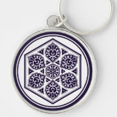 blauwe Turkse rosette Geometrische Vector Kunst Sleutelhanger (Voorkant)