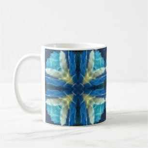 Blauwe turquoise aquamarine geel geometrisch ontwe koffiemok