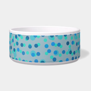 blauwe, turquoise en blauw-grijze stippen voerbakje