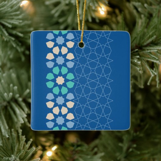 Blauwe turquoise rust keramisch ornament (Boom)