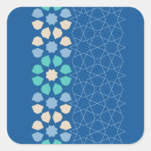 Blauwe turquoise rust vierkante sticker (Voorkant)