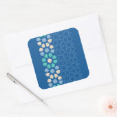 Blauwe turquoise rust vierkante sticker (Envelop)