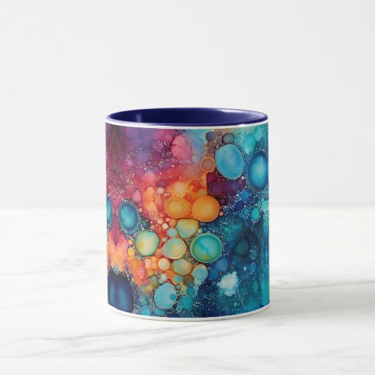 Blauwe turquoise Sinaasappel- & inktbellen Mok (Midden)