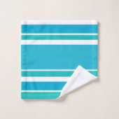 Blauwe turquoise witte strepen bad handdoek (Wasdoekje)