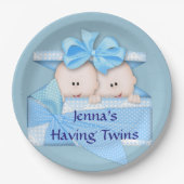 Blauwe tweens Baby shower Borden Papieren Bordje (Voorkant)