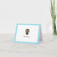 Blauwe Uil Custom Opgevouwen Dank u kaarten