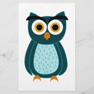 Blauwe Uil Illustratie Briefpapier